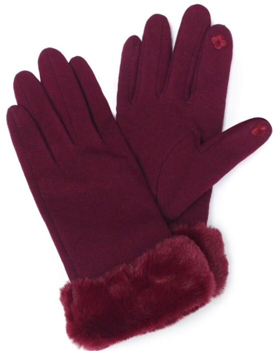 Faux fur gloves