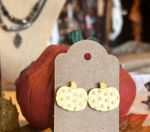 Polka dot beige pumpkin earrings