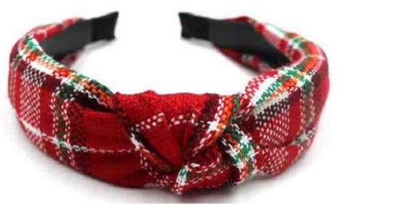 Plaid knitted hairband