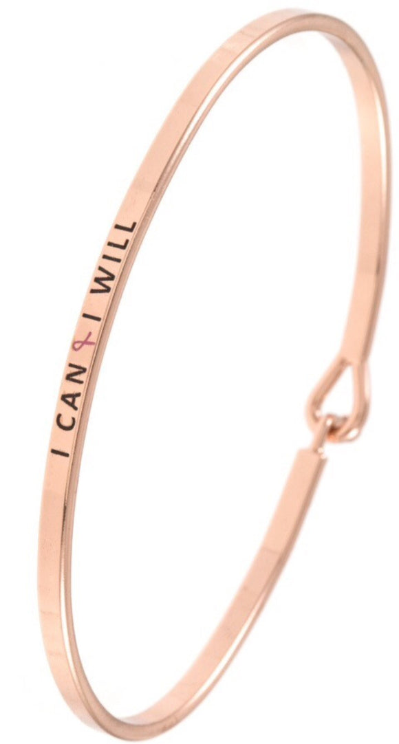 “I can I will” Inspirational Bangle Bracelet