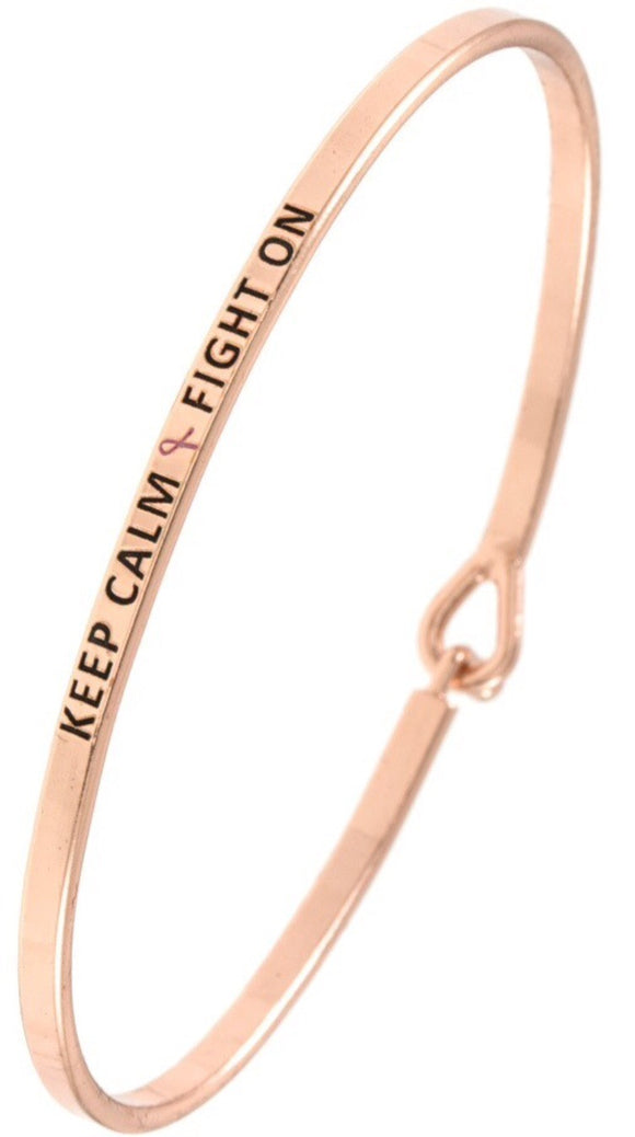 “Keep Calm Fight On” Inspirational Bangle Bracelet